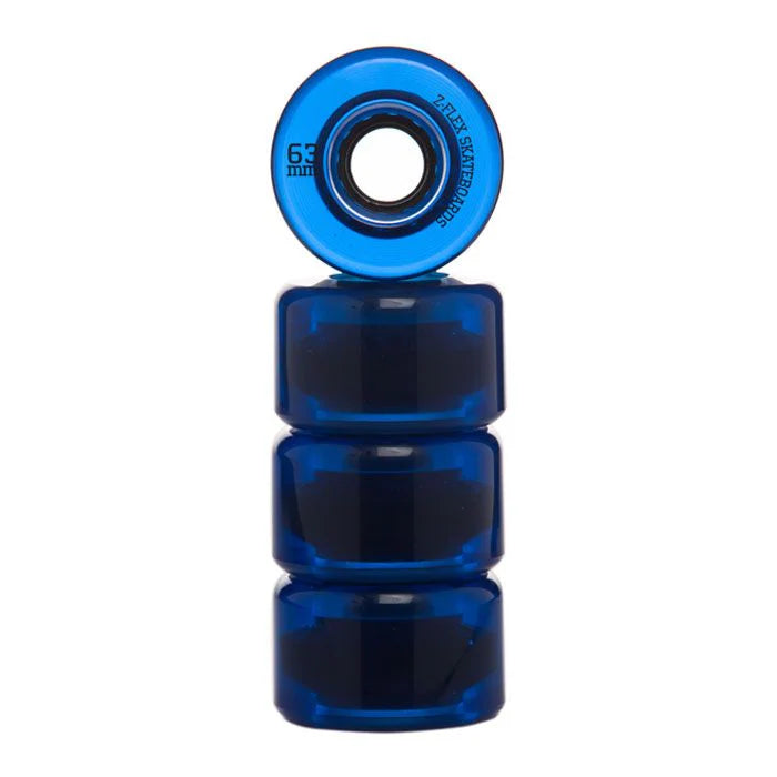 Z-Flex Blue Translucent 63mm 83A Cruiser Wheels