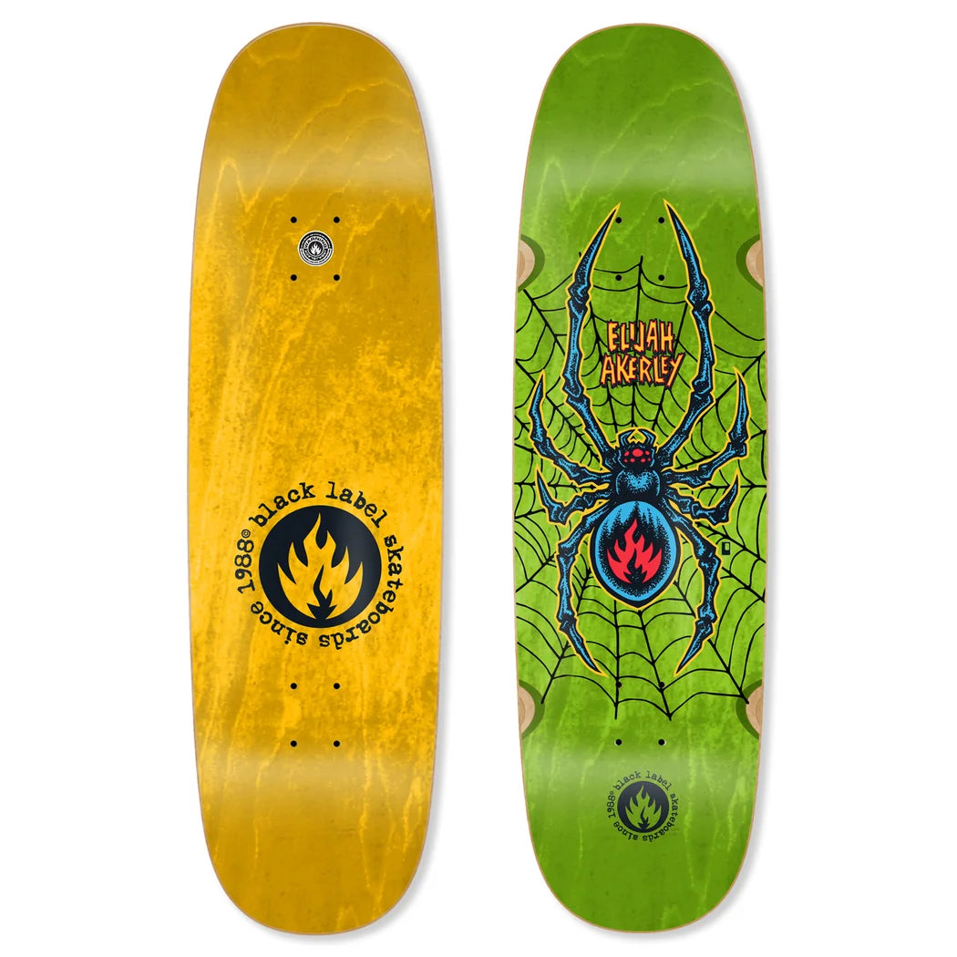 Black Label Elijah Akerley Spider Egg Wheel Wells 9.0" Assorted Stain Shaped Skateboard Deck
