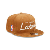 New Era Los Angeles Lakers Corduroy Script 9Fifty Brown Snapback Hat