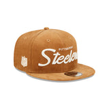 New Era Pittsburgh Steelers Corduroy Script 9Fifty Brown Snapback Hat