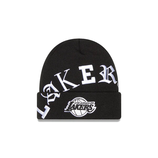 New Era Los Angeles Lakers Knit Blackletter Black Beanie – Long Beach Skate  Co