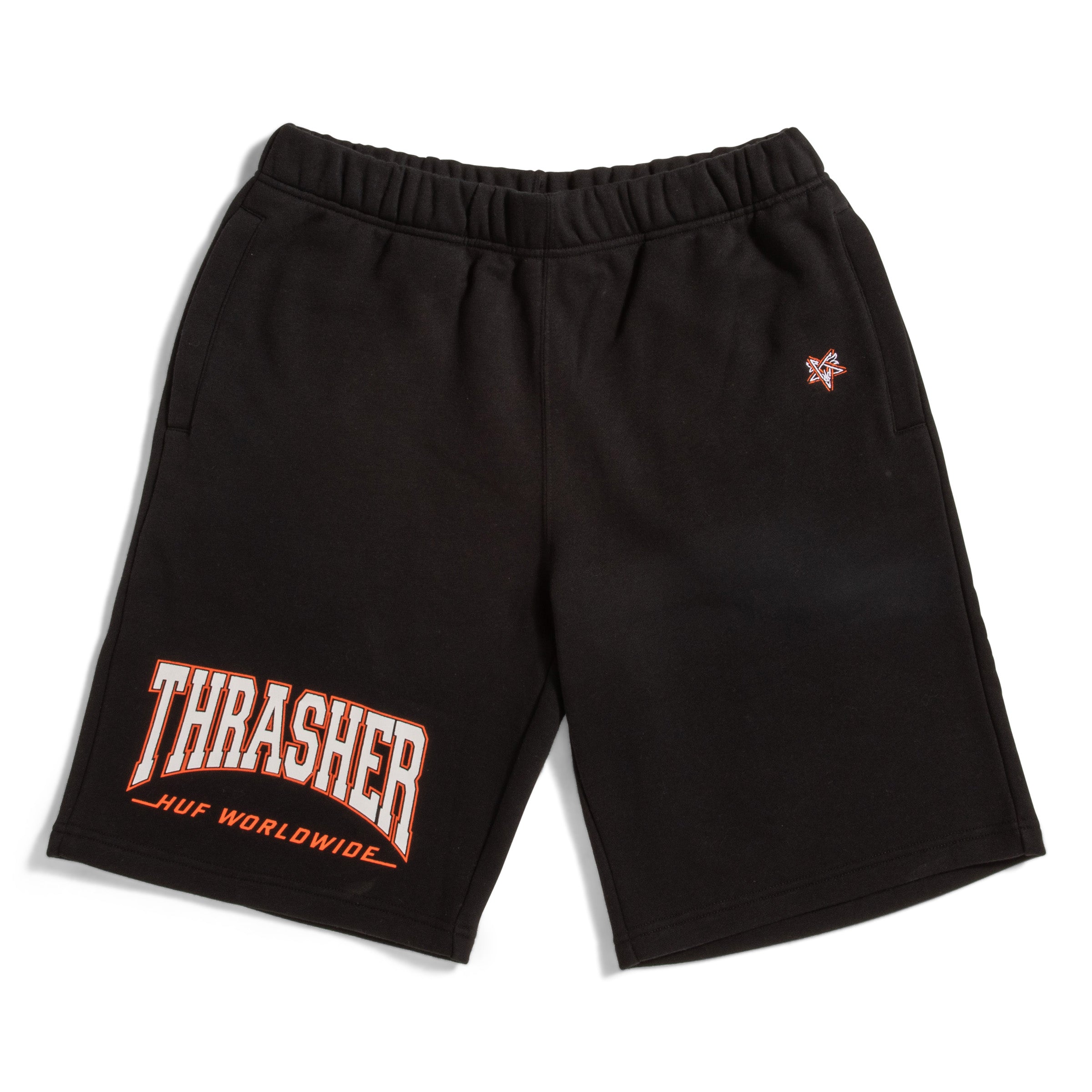 HUF x Thrasher Deep Drive Fleece Black Shorts – Long Beach Skate Co