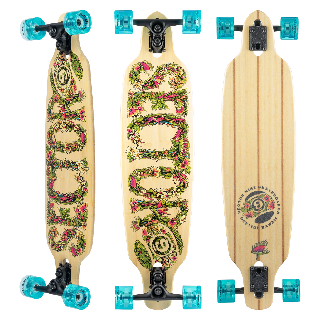 Sector Nine Fractal Flora 36.0" X  9.0" Longboard Complete Skateboard