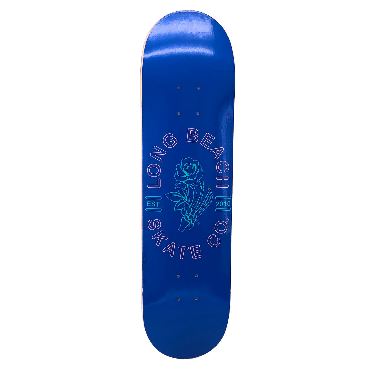 Long Beach Skate Co. "Rose In Hand" Navy Turquoise Pink 7.75" Skateboard Deck