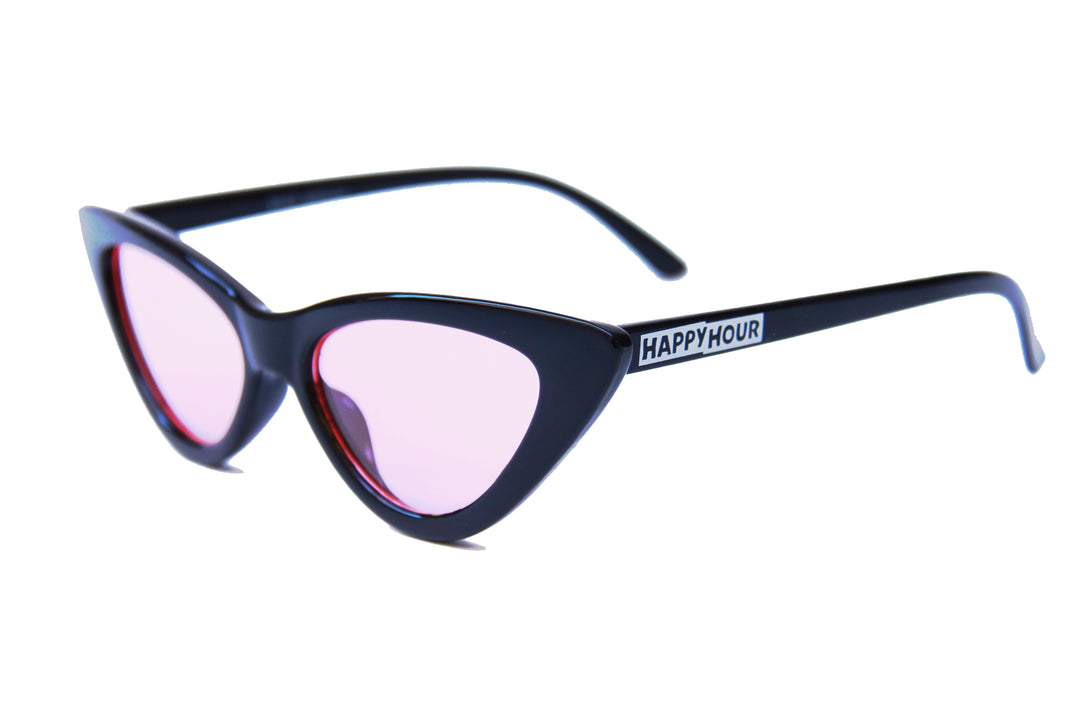 Happy Hour Space Needle Black Pink Lens Sunglasses