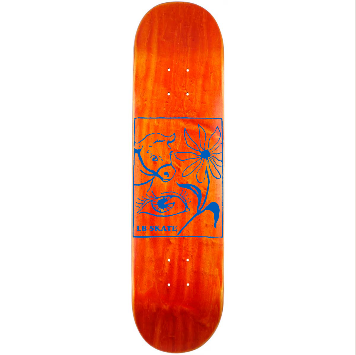 Long Beach Skate Co. "Randomness" 7.75" Orange Stain Skateboard Deck