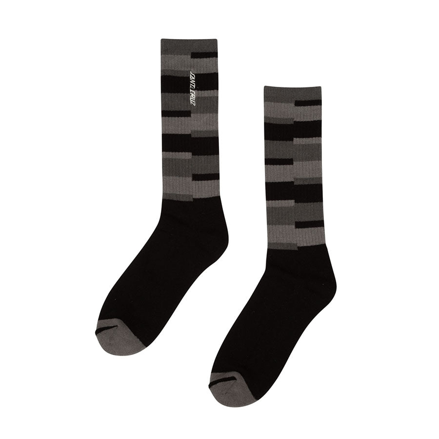 Santa Cruz Strip on Stripes Black/Grey Stripe 9-11 1 Pair Mid Crew Socks