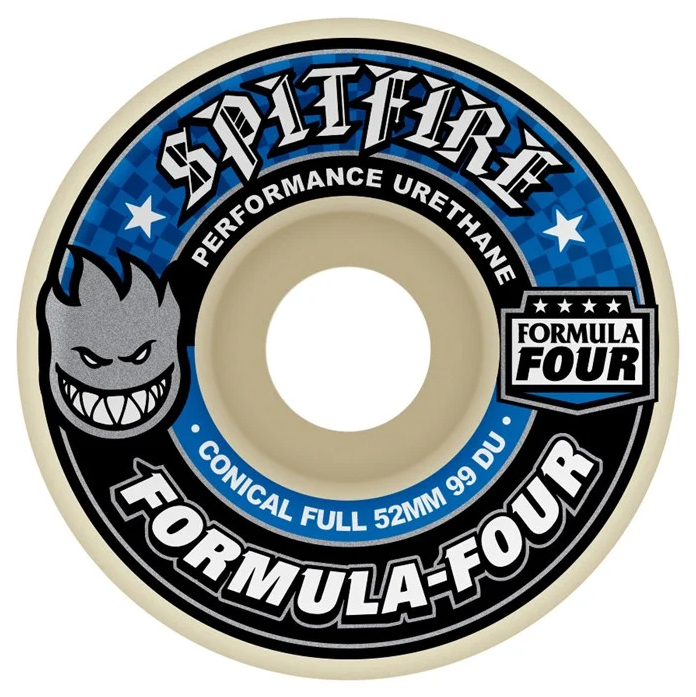 Spitfire F4 99a Formula Four Conical Full 52mm White Blue Wheels