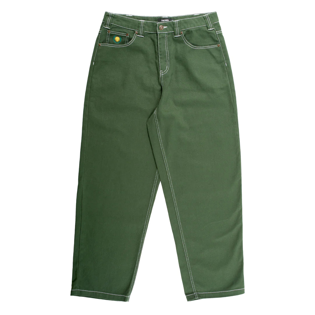 Theories Plaza Hunter Green Contrast Stitch Jeans