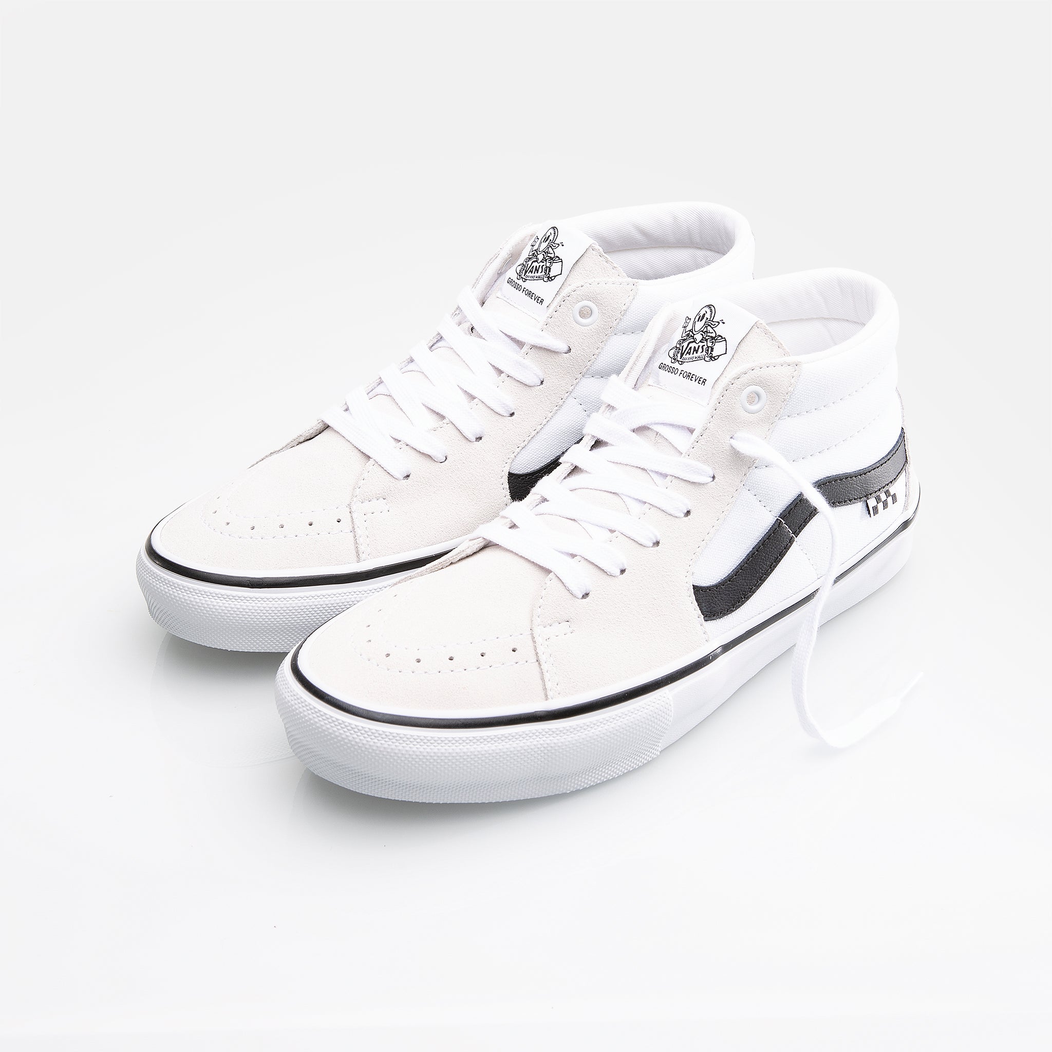 Vans Skateboarding Grosso Mid White/Black Shoes – Long Beach Skate Co