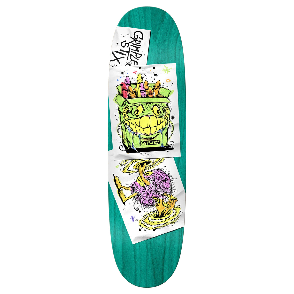 Anti-Hero Gerwer Grimple Coloring Book 8.75" Assorted Stain Egg Shaped Skateboard Deck