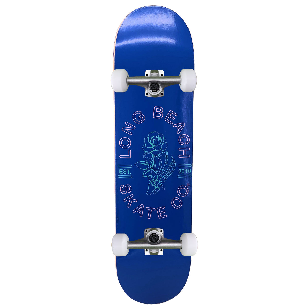 LB Skate "Rose In Hand" Navy Turquoise Pink 8.0" Complete Skateboard