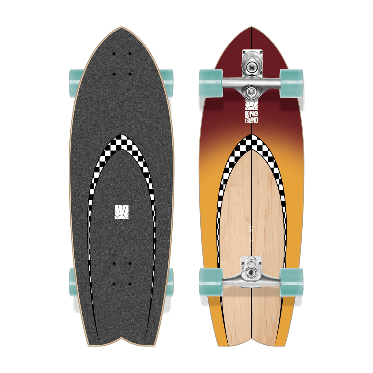 Long Island Surf Checker 30"x9.75"x19" SurfSkate Complete Skateboard
