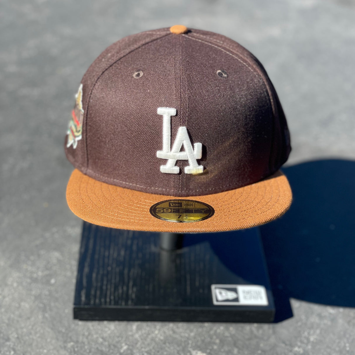 New Era lb Skate Exclusive Custom Los Angeles Dodgers 59FIFTY Wood / Toasted Peanut Dodgers Stadium Fitted Hat, 8