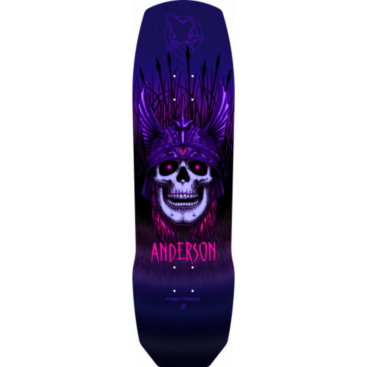 Powell Peralta Pro Andy Anderson Heron Skull Black/Purple 8.45" Shaped Skateboard Deck