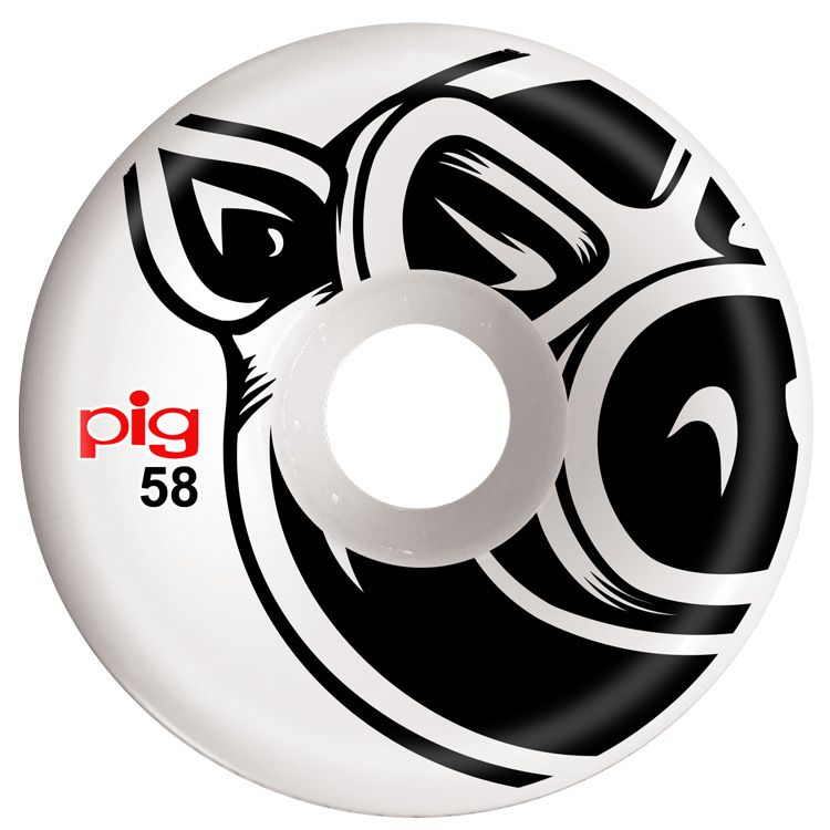 Pig Wheels 58mm Pig Head White C-Line Skateboard Wheels