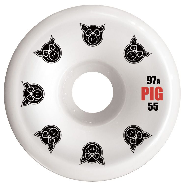 Pig Wheels 55mm / 97a Multi Pig White C-Line Skateboard Wheels