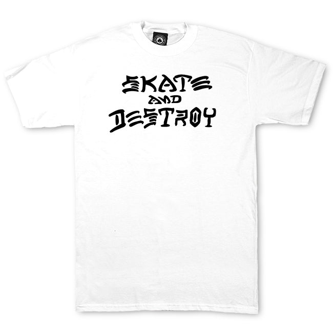 Thrasher Skate and Destroy White Black Shirt