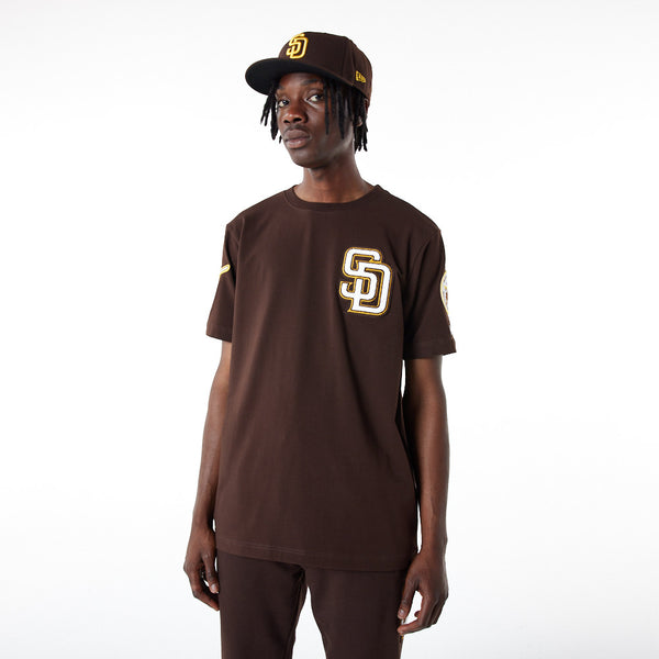 San Diego Padres Men's Grey Pinstripe New Era Embroidered Shirt