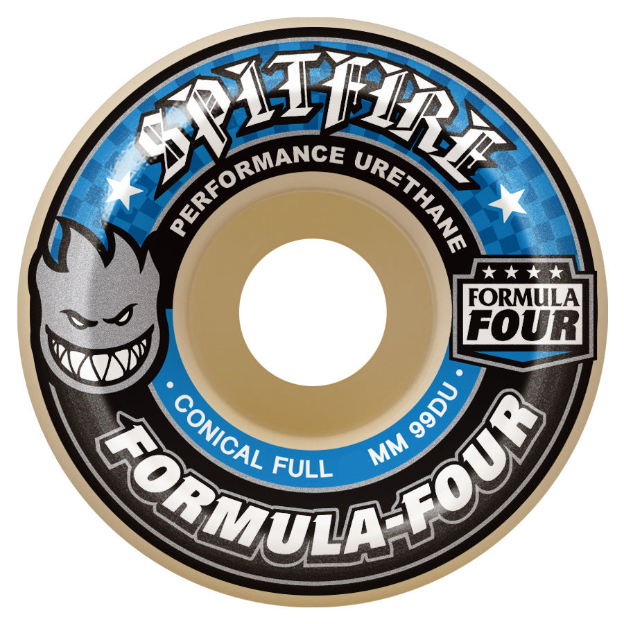 Spitfire F4 99a Formula Four Conical Full 54mm White Blue Wheels