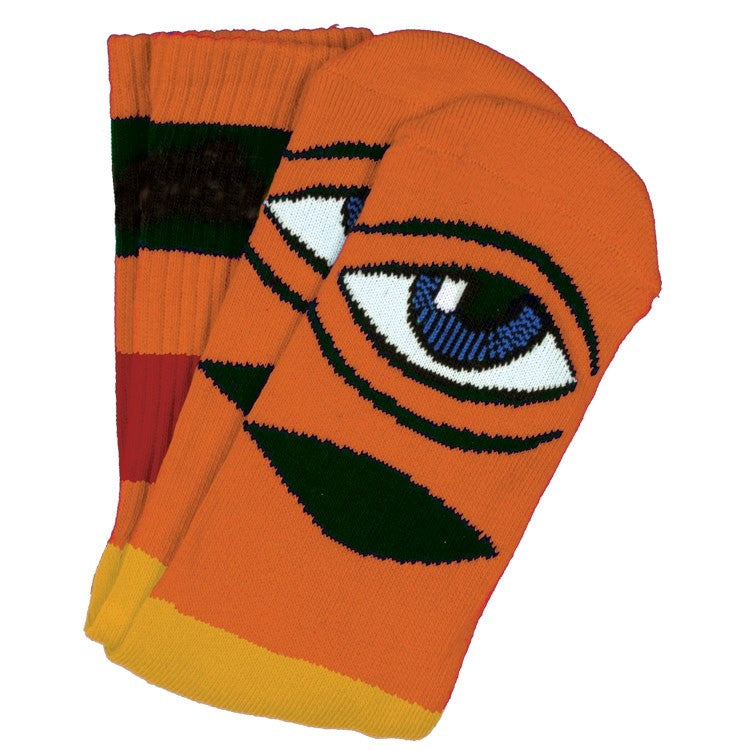 Toy Machine Sect Eye Big Stripe Orange Crew Socks